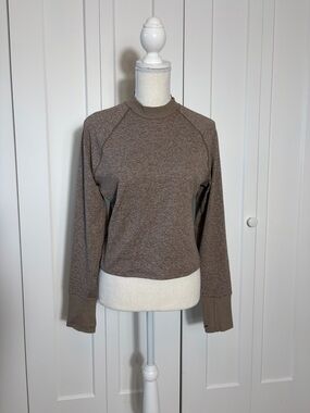 Athleta Classic Crewneck Stretchy Exercise Top in Brown Large